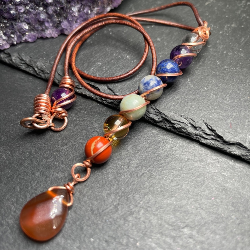 Gemstone Pendant Necklace With Carnelian Focal Boho Artisan Jewelry - Picture 4 of 12